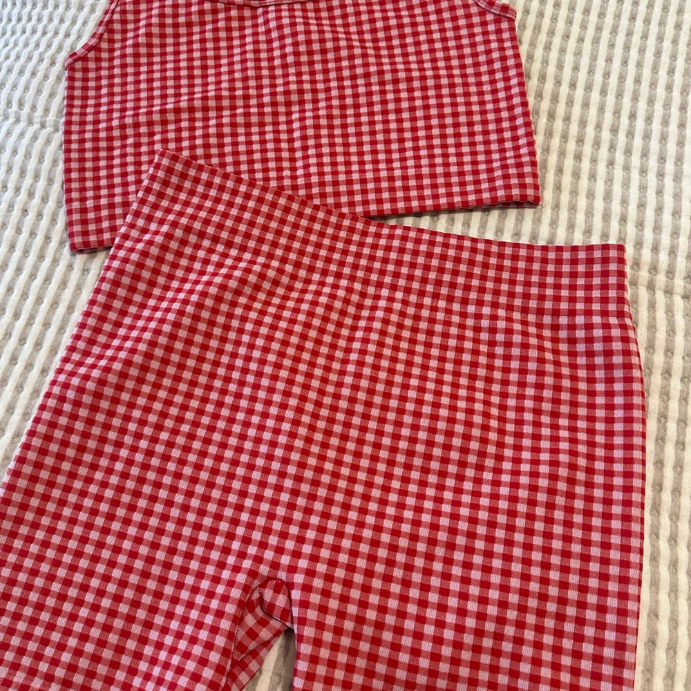 No Boundaries Red Checkered Two-Piece Set